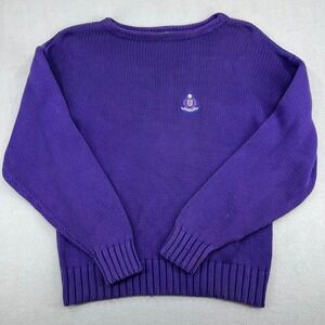 Vintage Gap Mens Large Purple Cotton Shaker Knit Crest Sweater Made in Ireland